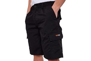 LABEL APPAREL Mens Cargo Combat Shorts Casual Cotton Elasticated Waist Regular Fit Cargo Short Workwear Half Pants