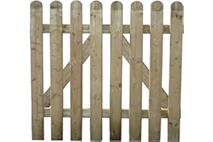 LoviStore Cancelletto Cancello per Steccato Recinzione Staccionata Recinto in Legno di Pino Impregnato in Doghe Esterno Arredo Decorativo Giardino Terrazzo Divisorio (100x80 cm)