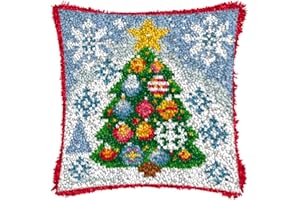 YOOTOM Kit Gancio di Tappeto DIY appeto per Uncinetto, kit di federe per cuscino con gnomo e gancio fai da te,kit per ricamo a punto croce,Christmas Latch Hook Pillow Kits 43x43cm