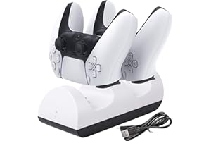 Cargador para controlador inalámbrico PS5 DualSense,CHIN FAI Estación de carga con cable tipo C de 1 m, base de acoplamiento doble para cargador para dos Sony Playstation 5 Dualsense con puertos USB C