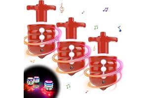AONUILY Light up Spinning Top, 3Pcs Gyroscope Toy LED Flashing Spinner with Music for Kids Birthday Gift