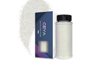 Ceya 100 g ultrafeines Glitzerpuder, bunt, weiß, schillernd, 0,2 mm für Schleim-Epoxidharz, Nagelkunst, Festival, Make-up, Scrapbook, Hochzeitskarten, Schmuck, Malerei Kunst