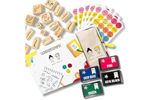‎SCHOOL RÉUSSITE Teacher Stamp Set - Teacher Stamps with 13 Motivational Stamps, Multicolour Inks and Bonus Gommettes - Ideal for Primary School and Nursery