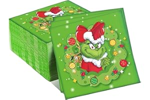 KVGBNT Servietten Weihnachten, 20 Stück Weihnachtsservietten 2 Lagen Einwegservietten Weihnachtsgeschirr Dekoration Geeignet für Das Weihnachtsessen