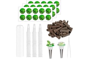GOORDIK 121pcs Seed Pod Kit for Hydroponics Indoor Garden Growing System, Grow Anything Kit with 30 Grow sponges, 30 Pod Labels, 30 Grow Baskets, 30 Grow Domes, 1 Tweezers - Compatible with Most Brands
