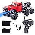 Fitto Remote Control Truck 1:16, Large 6X6 Rock Crawler with 2 Engines 4 Wheels Drive, RC Car Red