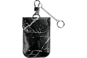 Winmex Faraday Pouch for Car Keys - Marble Black & White | Signal Blocking Anti Theft RFID Protection for Keyless Entry Keys | PU Leather Case with Keyring for Remote Entry Cars | Gifts for Car Owners