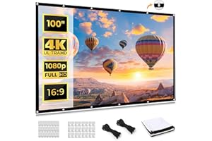 iSinbox Projector Screen 100 Inch Projection Screen, 16:9 HD Foldable, Wrinkle Free, Double Sided Projection Screen for Indoor and Outdoor Use, Ideal for Home, Party, Office, Classroom.