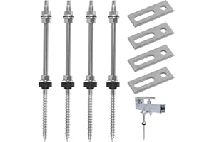 XNNMZHAO Stockschrauben mit Dichtung, 4 Stück M10 x 250 mm 304 Edelstahl Dichtung Sperrzahnmutter Höhenverstellbar, Adapterblech EPDM Gummidichtung für Photovoltaik Solarmontage auf Gebäudedächern