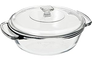 Anchor Hocking Basics Round Casserole with Lid, 1.5 Litre Tempered Glass