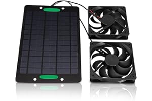 Agatige Solar Powered Exhaust Fan Kit, 10W 800MA Solar Panel with 2 Solar Exhaust Fan, Portable Solar Ventilation Fan for Greenhouses, Chicken Coops, Attics, Barns, Sheds & Dog Houses