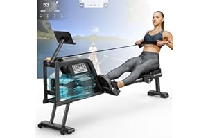 ‎NEEZEE Neezee Rudergerät für zuhause, Rudergerät Wasser mit Professioneller Bluetooth-Monitor und Tablet-Halterung, Max 150kg Belastbar, Vertikale Lagerung, Transporträder für Einfache Bewegung