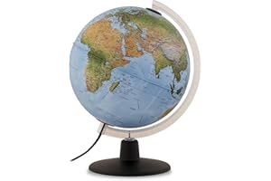 Tecnodidattica – GAIA 25 AR | Globo terráqueo para niños luminoso y giratorio, realidad aumentada con curiosidades sobre la naturaleza y la cultura| Cartografía Física y Política | Diámetro 25 cm|