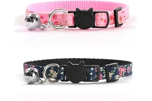 DAIHAQIKO 2 PCS Katze Tear Halsbänder, Katze Halsband mit Glocke, niedliche und benutzerdefinierte Katze Halsband mit verschiedenen Motiven für männliche und weibliche Katzen