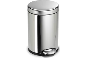 simplehuman CW1851CB cestino rotondo con pedale, pattumiera piccola per bagno, acciaio lucidato, 4,5 L