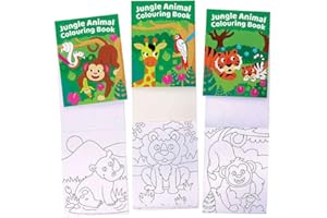 Baker Ross FC992 Kolorowanki dla dzieci "Zwierzęta z dżungli" - 12 sztuk, Zabawne zajęcia z podróży i prezenty na imprezę