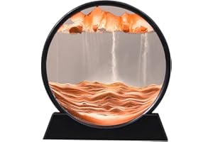RCQD Reloj de Arenapara Giraren 3D Sandscape el Arte de Arena,Cuadros de Arena Ornamento de Mesa de Arte de Arena en Movimiento, Relajante Para el Hogar, la Oficina y el Trabajo (Oro,12")