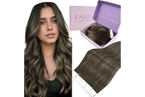 Fshine Extension Capelli Veri Biadesivo 50 g Extension Biadesive Capelli Veri 35 cm 20 pcs Invisibili Lisci Balayage Da Marrone Scuro A Castano Tape in Human Extensions Umani Compleanno