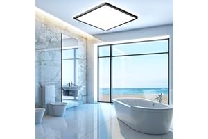 MLOQI 36W LED Bathroom Ceiling Lights, IP44 Waterproof, 5000K Daylight White, LED Ceiling Light for Office Kitchen Hallway Living Room (Black Edge)