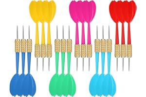 ‎LANGRAY LangRay 18 Stück Dartpfeile Metallspitze, Dartpfeile Steeldarts Set, Profi Steel Dartpfeile Kunststoffschaft Metall Darts für Dartscheibe und Luftballons,10 Gramm, 6 Farben