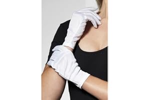 Smiffys Krótkie białe rękawiczki, rękawiczki Fever Fancy Dress, rękawiczki do przebrania