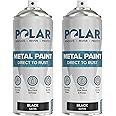 Polar Premium Direct to Rust, Satin Black Metal Spray Paint for Multi-Purpose Use for Spraying Metal Doors, Metal Gates & Railings, Garden Furniture, Ornaments & Decorative Items - 800ml (2X 400ml)
