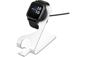 kwmobile USB Ladegerät kompatibel mit Garmin Venu Sq/Venu 2S / Fenix 6 / Fenix 5 / vivoactive 3 - USB Kabel Charger Stand - Smart Watch Ladestation - Ladekabel mit Standfunktion in Schwarz Silber