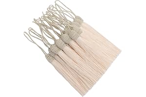 HETUYON Silky Bookmark Tassels DIY Craft: 20pcs Small Handmade Pendant for Projects Supply, Sewing, Key, Garlands Trim, Keychains, Bags, Earrings Jewellery Making and Home Furniture Decor (Beige)