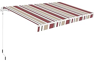 SMARTSUN Wasabi - Toldo Exterior Terraza Manual 3x2m Burdeos Beige - Lona Poliester - Protección Solar UV – Soporte Pared – Anclaje Barandilla – Manivela incluida – Regulable en inclinación