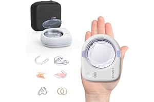 COSLUS Portable Ultrasonic Retainer Cleaner : 50kHz Sonic Tooth Cleaner Cordless -Low Noise Dental Pod for Retainer, Aligner, Mouth Night Guard Deep Cleaning - Travel Home Use (White)