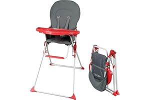 Bambisol Hochstuhl für Babys, faltbar, fest, sehr kompakt und leicht, abnehmbar, Rot