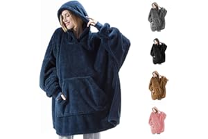 RINOZO Hoodie Blanket, Oversized Sherpa Hoodie, Wearable Hoodie Sweatshirt Blanket, Super Soft Warm Comfortable Blanket Hoodie, One Size Fits All Adults Men Women Teens