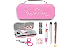 Scian Hard Stethoscope Case for 3M Littmann Classic III Monitoring Stethoscope,MDF Acoustica Deluxe Lightweight Dual Head Stethoscope, Lightweight II S.E. Stethoscopes, Medical Supplies Included, Pink