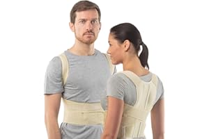 AHEAL Correcteur de posture pour femme et homme | Redresseur de dos | Ceinture dorsale ajustable | Ceinture maintien dos | Soutien lombaire et thoracique | Améliore la posture | Taille 1 Beige