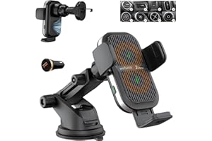 Wefunix 15W Handyhalterung Auto mit Ladefunktion, [Doppelspule + Lüfter] Fast Wireless Charger Qi Ladestation KFZ Ladegerät für iPhone 11 12 13 14 15 16 Samsung Z Flip S25 S24 S23 S22 S21 Note Huawei