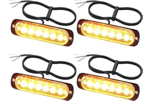 EYPINS 4X 6 LED Intermitentes Delanteros, Luz Intermitente luz Estroboscópica 12/24V Homologado E57 Luz de Advertencia Intermitente de Emergencia Estroboscópico Naranja IP65 18 modos