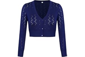 Irevial Cardigan Donna Corto Lavorato a Maglia Elegante Bolero a Maniche Lunghe Coprispalle Scollo a V con Bottoni
