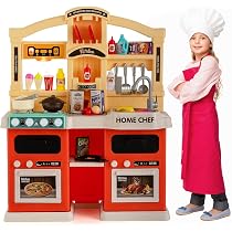 Cuisine Enfant KINDERPLAY Avec 65 Accessoires - Vapeur Réaliste & Sons | 93.5cm Hauteur