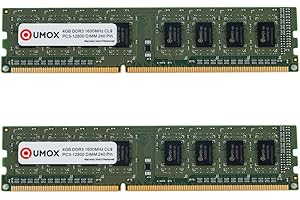 QUMOX 8GB(2 x 4GB) DDR3 1600 PC3-12800 PC-12800 (240 Pin) DIMM Desktop Memoria XMP CL9 para computadora Escritorio PC