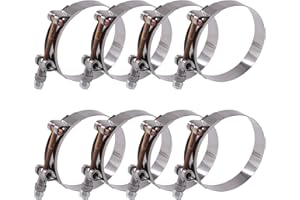 Glarks 8Pcs 76-84mm Stainless Steel T-Bolt Hose Clamps Turbo Intake Soft Hose Intercooler Clamps