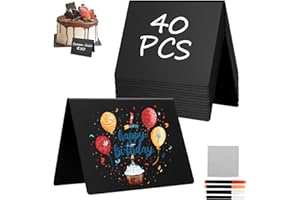 Aevcvok 40 Pcs Mini Tableau Noir, 10 x 7,6 cm Mini Ardoise Forme de V, Étiquette Buffet, Marque Place, Étiquette Prix, Ardoise Petite pour Mariage, Tables, Boulangerie, Restaurant
