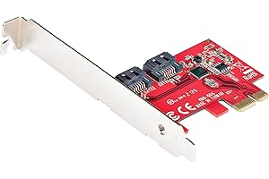 StarTech.com Carte PCI Express SATA 2 ports - Contrôleur PCIe SATA - 6Gbps - ASM1166 Non-RAID - Carte PCI Express 3.0 vers SATA - Connecteurs SATA Empilés - Carte d'Extension SATA(2P6G-PCIE-SATA-CARD)