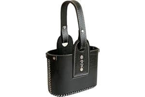 FITMARK Matera Duo Premium 100% de Cuero para Mate y Termo | Bolso Matero | Diseño campestre | Ideal para Amantes del Mate | Compatible con Termo Stanley 2L | Tamaño (pequeña) | Color (NEGRO)