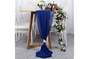 SHINYBEAUTY Runner da tavola in chiffon, 74 x 300 cm, colore blu reale, romantico runner da tavola in voile per feste all'aperto, decorazione in tessuto chiffon, per doccia nuziale