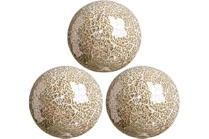 TOKISO FLAMEER Mosaic Sphere Balls Table Centerpieces Set 8cm Centrepieces Bowls Decorative Orbs Orb Globe for Living Room Festival Coffee Table Decor Decorations - Gold 3Pcs