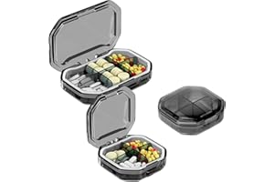 CAUTIOUS Przezroczysta kieszeń na pigułki, 3 szt. Pudełko klocki z 4 przegródkami i z 6 przegródkami mały uchwyt na pigułki dzień organizator plastikowe opatrunki, szary