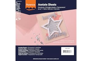 VAESSEN CREATIVE Florence Feuilles d'Acétate - 15,2 x 15,2 cm - 0,2 mm - 12 Feuilles Plastique - Papier Transparent pour le Scrapbooking, les Cartes de Vœux, la Peinture et l'Art Journaling