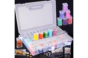 VIPNAJI Diamond Painting Aufbewahrungsbox, 88 Stück 5D Diamond Painting Zubehör Box mit Stickers, 88 Fächer Kunststoff Dosen 5d Diamant Painting Zubehör