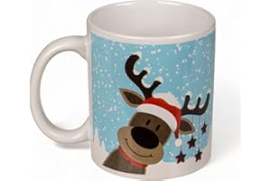 MIK funshopping Filiżanka bożonarodzeniowa, wysokiej jakości kubek ceramiczny o bożonarodzeniowym wzornictwie, idealny do gorących i zimnych napojów, renifer 300 ml z efektem zmiany koloru