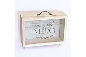 TE WHAKA Urne bois Un Grand Merci | Urne anniversaire, bapteme, communion, mariage départ à la retraite | Thème Voyage | Cagnotte en bois, Tirelire Cadeaux invités |